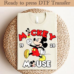 Mickey Mouse DTF, Mickey Mouse Heat Transfer, Disneyworld DTF Transfer, Disneyland Ready to Press, Mickey DTF Transfers, Disney Gifts