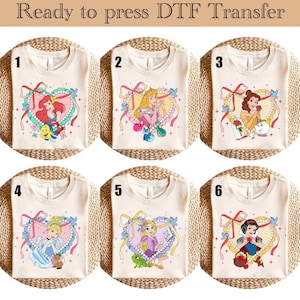 Princesses Coquette DTF Transfer, Disney Princesses Ready To Press, Princess Watercolor Heat Transfer, Disneyland Family Trip Birthday DTF