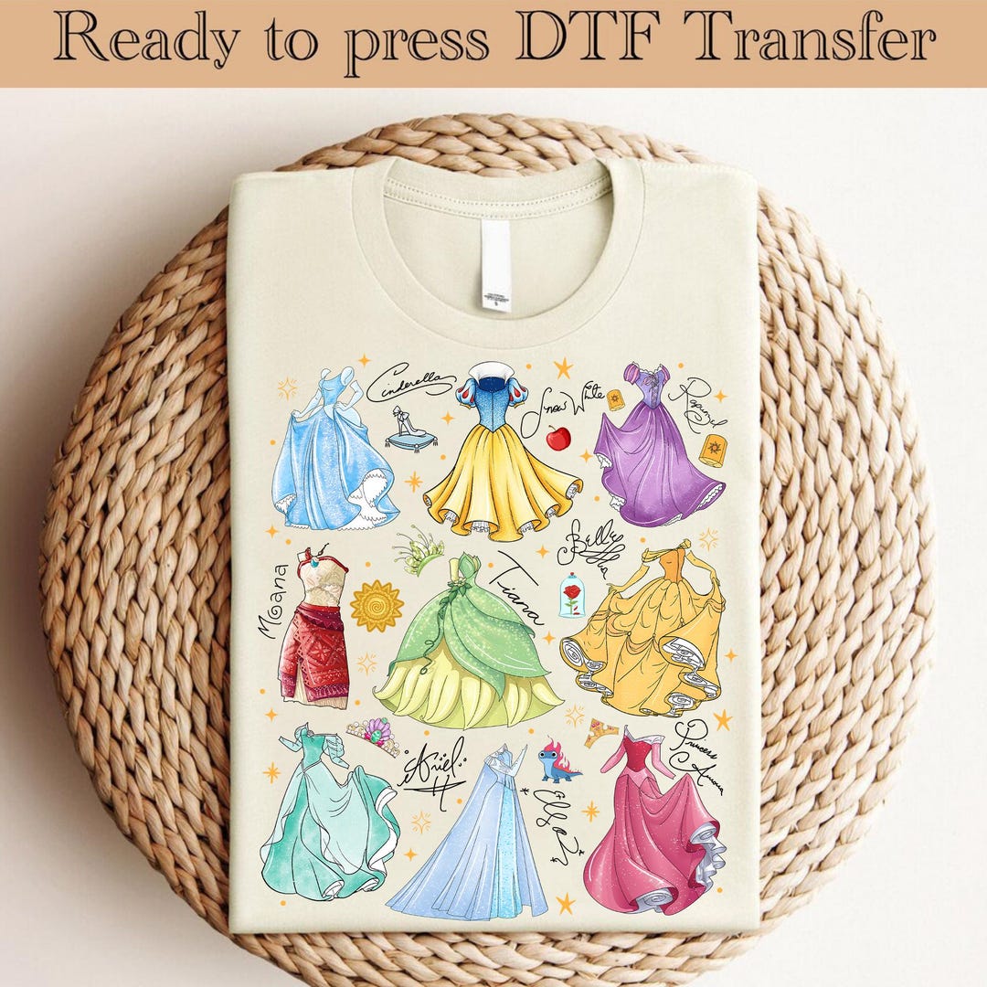 Disney Princesses Dress Ready to Press, Disney Heat Transfer, Princess ...
