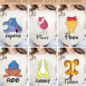 Winnie The Pooh Characters Body DTF Transfer, Disney Ready To Press, Pooh Bear Transfer, Heat Transfer, Disneyland Birthday Family Trip DTF