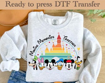 Transferencia de archivos DTF de personajes de Disney, Mickey y sus amigos listos para imprimir, Transferencia de archivos DTF de Magic Kingdom, Viaje familiar a Disneyland, Archivo DTF de Mickey Mouse