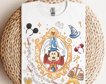 Mickey Fantasia Sorcerer pronto para impressão, transferências Disney Fantasmic DTF, transferências Mickey Mouse Magic Wizard DTF, camiseta Mickey Magic Wizard