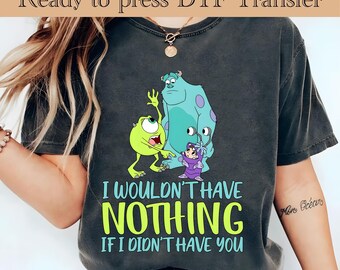 Disney Monster DTF Transfer, Disney Monsters University DTF, Monster Inc Movie DTF Transfers, Monster James Shirt, Monster Squad Shirt