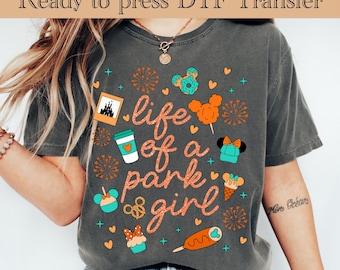 Disney Life Of A Park Girl, färdig att tryckas, Disney Magic Kingdom-skjorta, Disney Castle-värmeöverföring, Disney-familjeresa 2026 DTF-överföring