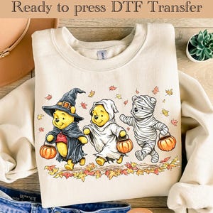 Winnie The Pooh Halloween Ready To Press, Winnie The Pooh Halloween T Shirt,Pooh Ghost DTF, Pooh Autumn Heat Transfer,Disney Halloween Shirt