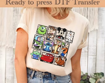 Disney Characters DTF Transfer, Disney Ready To Press, Disney Pixar Transfer, Magic Kingdom Transfer, Disneyland Trip Family Unisex DTF