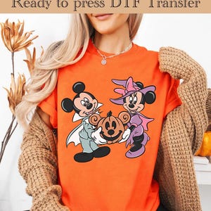 Disney Mickey And Minnie Halloween DTF, Mickey Halloween Ready To Press, Mickey Mouse DTF Transfer, Disney Shirt, Mickey Mouse Halloween dtf