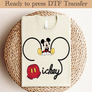 Mickey Mouse DTF, Mickey Mouse Heat Transfer, Disneyworld DTF Transfer, Disneyland Ready to Press, Mickey DTF Transfers, Disney Gifts