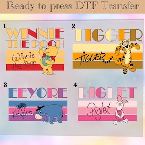 Winnie The Pooh DTF Transfer,Disney Ready To Press, Pooh Bear Transfer, Heat Transfer, Disneyland Birthday Family Trip DTF,Walt Disney World