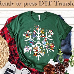 Disney Christmas snowflake DTF,Mickey And Friends Christmas Ready to Press,Mickey and Minnie Christmas Dtf Transfer,Disneyland Christmas DTF