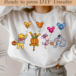 Winnie The Pooh Halloween Ready To Press, Winnie The Pooh Halloween T Shirt,Pooh Ghost DTF, Pooh Autumn Heat Transfer,Disney Halloween Shirt