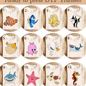 Finding Nemo Characters DTF, Finding Nemo Ready To Press, Finding Nemo Heat Transfer, Finding Dory Dtf, Nemo And Dory DTF