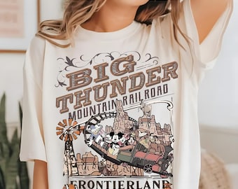 Transfert DTF Disney Big Thunder, prêt à presser Mickey Rail Road, transfert DTF Disneyland, voyage en famille Disneyland DTF, dtf Mickey Mouse
