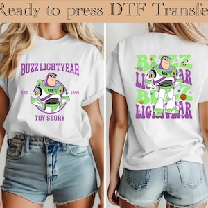 トイストーリー バズ・ライトイヤー 両面プリント プレス準備完了、ディズニー トイストーリー DTF、トイストーリー DTF 転写、トイストーリー キャラクター プレス準備完了、バズ DTF