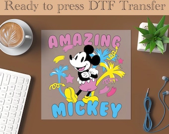 Mickey Mouse DTF, Mickey Mouse Heat Transfer, Disneyworld DTF Transfer, Disneyland Ready to Press, Mickey DTF Transfers, Disney Gifts