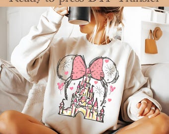 Transferencia DTF de Minnie Mouse Castle, Disneyland listo para imprimir, transferencia de calor de viaje de Disney, DTF de viaje de niña de Disney, transferencia de calor de Magic Kingdom