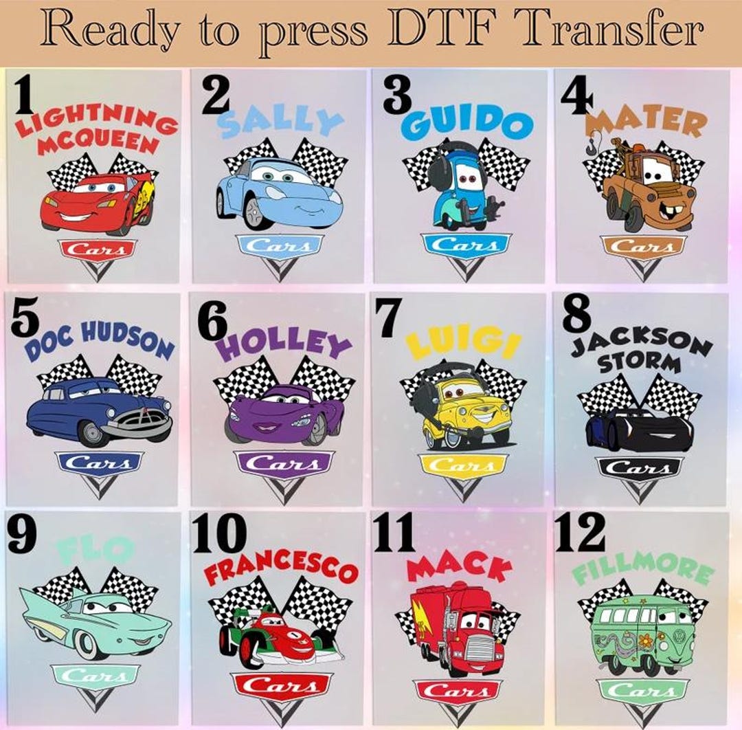 Cars Ready to Press - Cars Movie Transfers, Mcqueen and Friends DTF ...