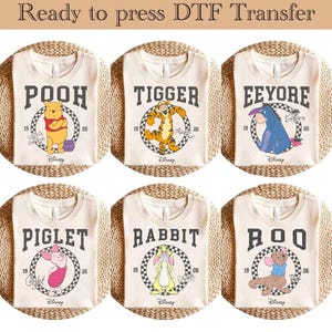 Winnie The Pooh Est DTF Transfer,Disney Ready To Press,Pooh Bear Heat Transfer,Disneyland Birthday Family Trip DTF,Walt Disney World