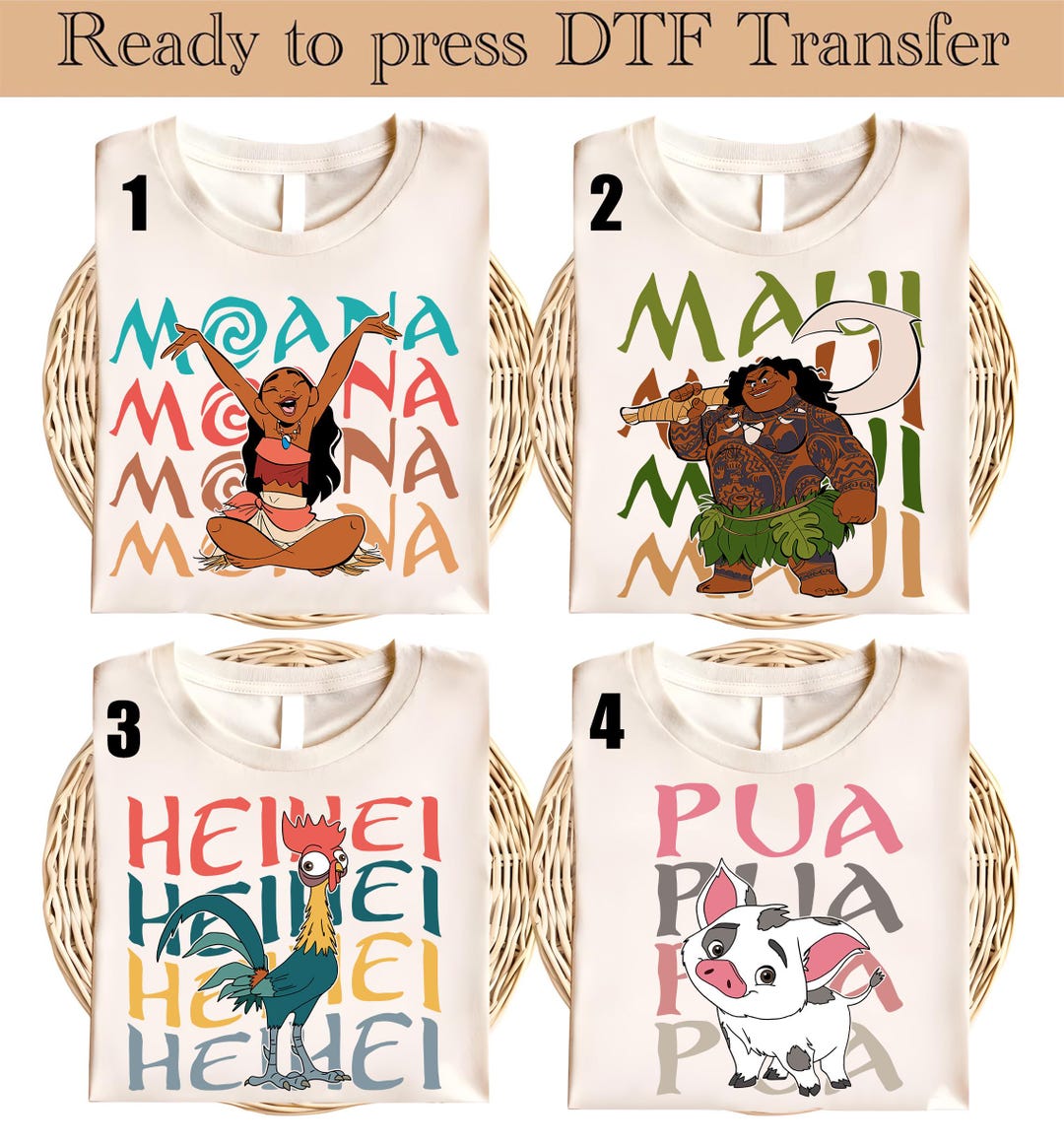 Disney Moana Characters DTF, Princess Moana DTF, Disney Princess ...