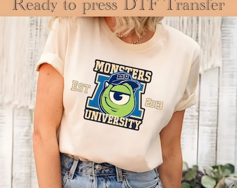 Disney Monster DTF Transfer, Disney Monsters University DTF, Monster Inc Movie DTF Transfers, Monster James Shirt, Monster Squad Shirt