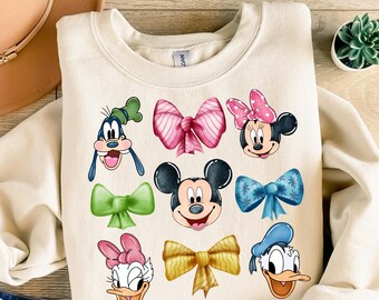 Disney Characters Watercolor Coquette DTF Transfer, Mickey and Friends Ready To Press, Disneyland DTF Transfer, Disneyland Family Trip DTF