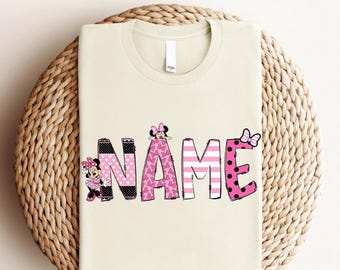 Aangepaste naam Minnie Mouse, klaar om te drukken, Minnie Mouse cadeau DTF, Disney-transfers, Minnie Mouse klaar om te drukken, DTF-transfers, Disney-cadeaus
