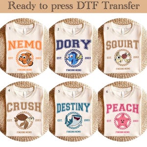 Finding Nemo Characters DTF, Finding Nemo Ready To Press, Finding Nemo Heat Transfer, Finding Dory Dtf, Nemo And Dory DTF