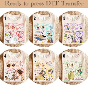 Princesses Coquette DTF Transfer, Disney Princesses Ready To Press, Princess Watercolor Heat Transfer, Disneyland Family Trip Birthday DTF