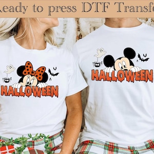 Disney Mickey And Minnie Halloween DTF, Mickey Halloween Ready To Press, Mickey Mouse DTF Transfer, Disney Shirt, Mickey Mouse Halloween dtf