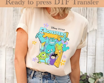Disney Monster DTF Transfer, Disney Monsters University DTF, Monster Inc Movie DTF Transfers, Monster James Shirt, Monster Squad Shirt