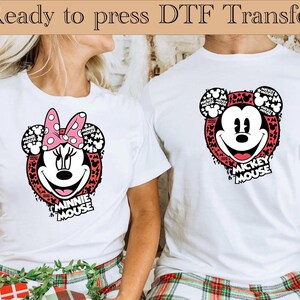 Mickey y Minnie Mouse listos para imprimir, pareja de Mickey Mouse DTF, transferencias de Disney, transferencias térmicas de Mickey y Minnie, transferencias DTF de Mickey