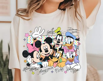 Retro Disney-personages DTF-overdracht, Mickey en zijn vrienden Retro Ready To Press, Disneyland DTF-overdracht, Disneyland Family Trip DTF, Mickey dtf