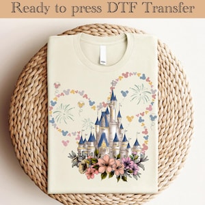 Disney Castle DTF Transfer, Disney Ready To Press, Mickey Heat Transfer, Mickey Ears, Mickey And Castle Transfer, WDW Disneyland Family DTF