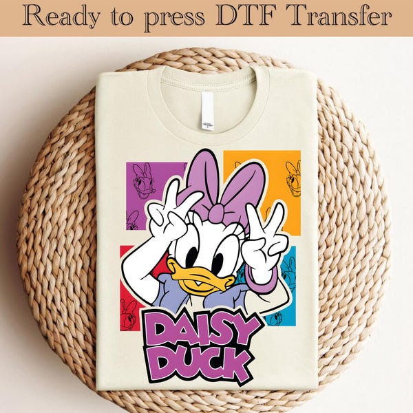 Daisy Duck lista para imprimir, Daisy Girl DTF, transferencia de personajes de Disney, Magic Kingdom DTF, transferencias térmicas de Disney Daisy, transferencia DTF de Daisy Duck