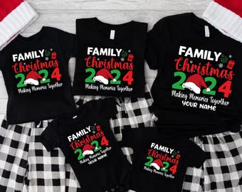 Custom Family Christmas 2024 Matching Cotton T-Shirt