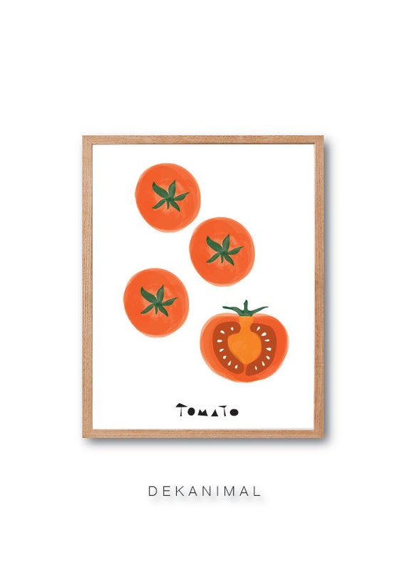 Tomato Art Print Fruit Illustration Kitchen Decor Vegetable Etsy