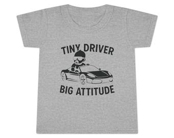 Tiny Driver Big Attitude Toddler Shirt - Funny Car Shirt for Kids, Baby Car Lover Gift, Gearhead Kid Tee, Car Show Outfit