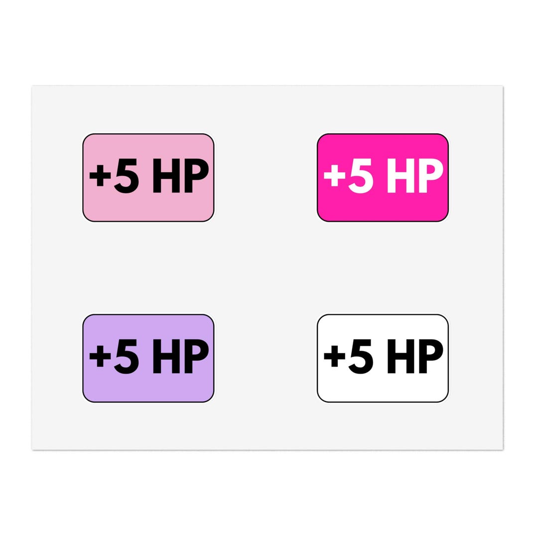 Funny +5 HP Car Stickers Sheet Performance Mod Decals Car Enthusiast ...