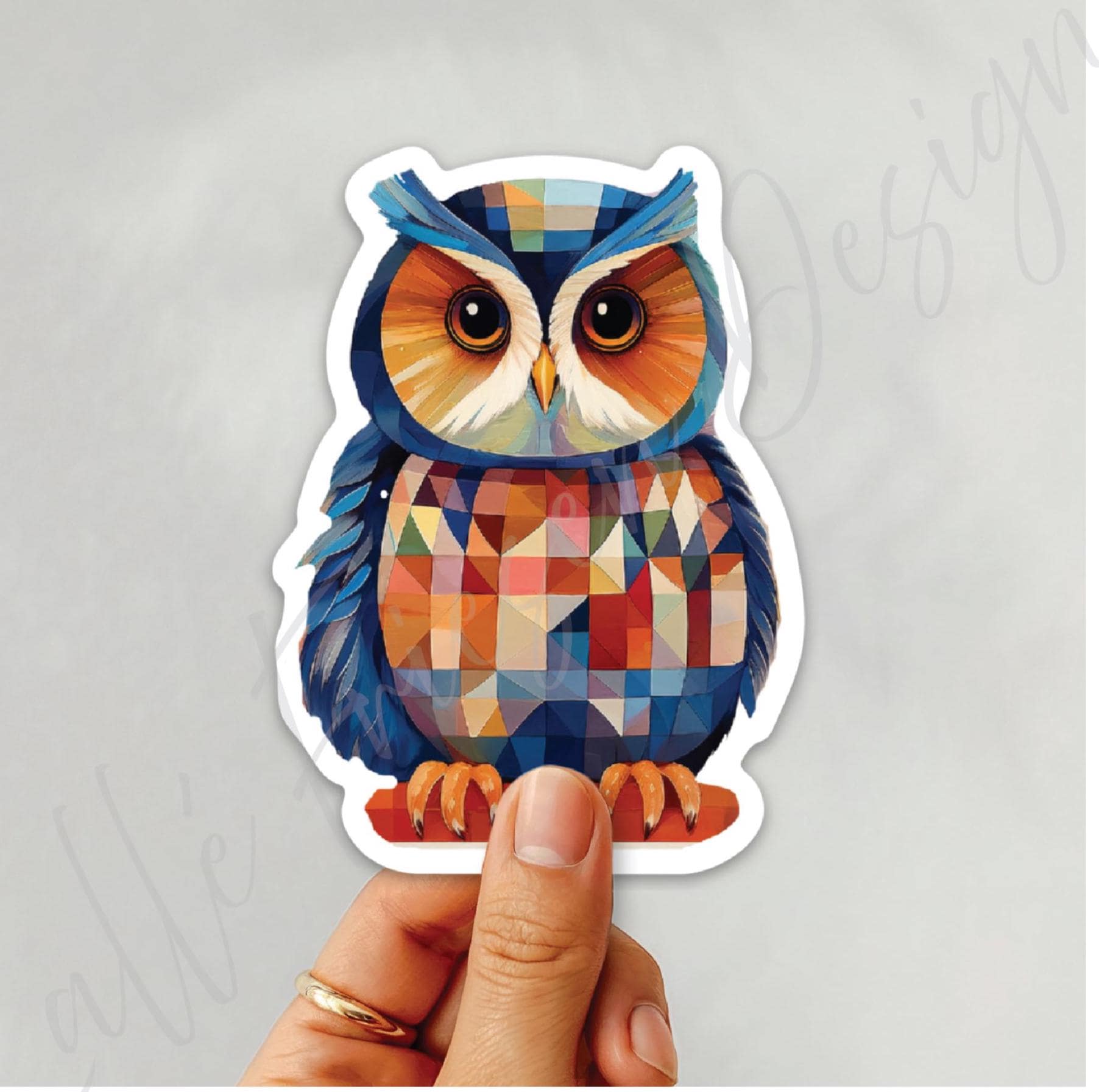 Quilted Owl Sticker | Baby Owl | Quality Diecut Vinyl Sticker | Water & Dishwasher Safe Sticker