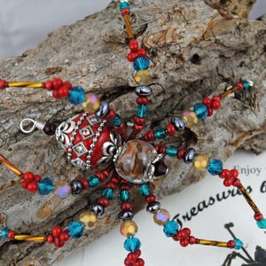 Cinnamon Apple Spice Beaded Christmas Spider Ornament with German Tinsel Legend, Holiday Ornament, Christmas Gift, TreasuresbyTiziana®