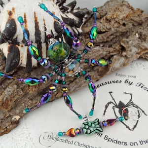Mermaid Tail Christmas Spider Ornament: Mood Bead & Seashells, German Tinsel Legend