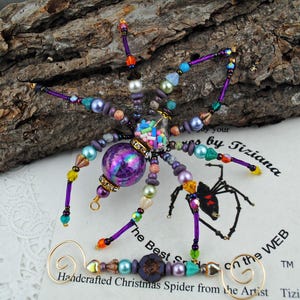 Confetti Birthday Party Keepsake Spider Beaded Christmas Spider Holiday Ornament Exchange German Tinsel Legend, Spider Poem, Spider Legend image 1