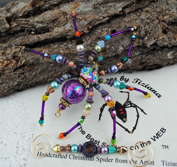 Confetti Birthday Party Keepsake Spider Beaded Christmas Spider Holiday Ornament Exchange German Tinsel Legend, Spider Poem, Spider Legend