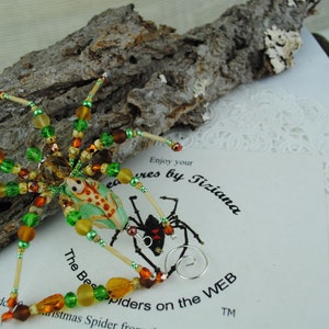 Baby Desk Pet Anole Lizard Friend Beaded Christmas Spider Ornament with Spider Legend, Bearded Dragon Pet, Gift, Treasures by Tiziana®