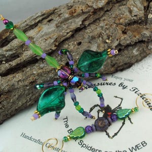 TreasuresbyTiziana Original Creations Christmas Holiday Gift, Amethyst Swarovski Crystal Dragonfly Suncatcher: Purple Beaded Ornament