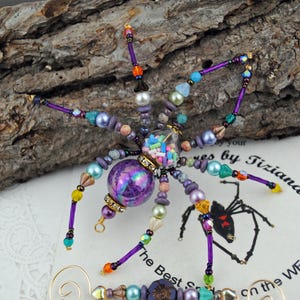 Confetti Birthday Party Keepsake Spider Beaded Christmas Spider Holiday Ornament Exchange German Tinsel Legend, Spider Poem, Spider Legend image 4