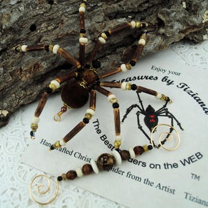 TreasuresbyTiziana Original Creations Christmas Halloween Spider Ornament with German Legend, Christmas Tree Decoration, Holiday party gift!