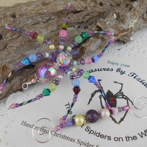 Confetti Birthday Keepsake Spider Beaded Christmas Spider Holiday Ornament Exchange with German Tinsel Legend, Spider Poem, Spider Legend