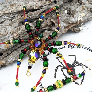 Swarovski Crystal Ruby AB July Birthstone Beaded Christmas Spider Ornament German Legend, Holiday Ornament Exchange, Treasures by Tiziana®