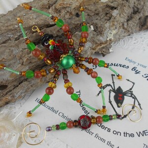 Holiday Ornament Exchange Beaded Thanksgiving Turkey Christmas Spider Ornament with German Tinsel Legend, Christmas Ornament